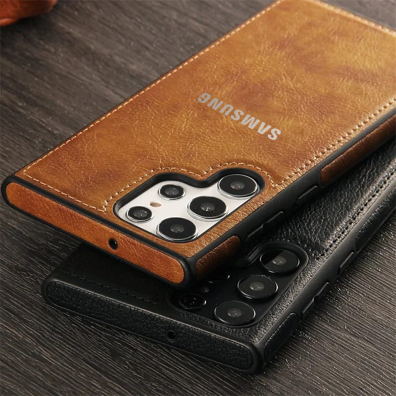 Galaxy S-Series 5G Drop Protection | Raised Camera Edges Protective Back Leather Case