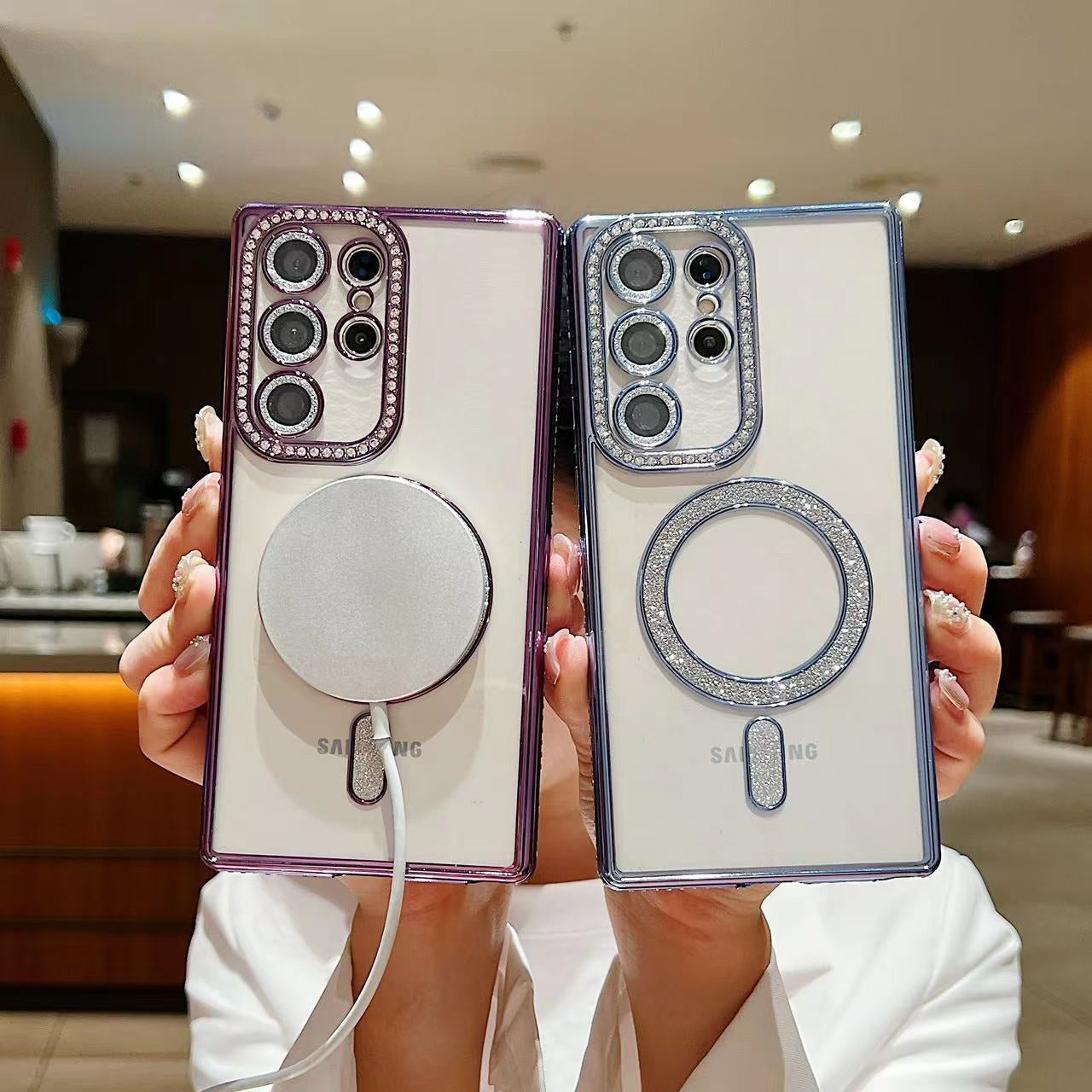 Samsung Galaxy S24 Ultra 5G Diamond Gradient Plated MagSafe TPU With Camera Lens Protection Phone Case