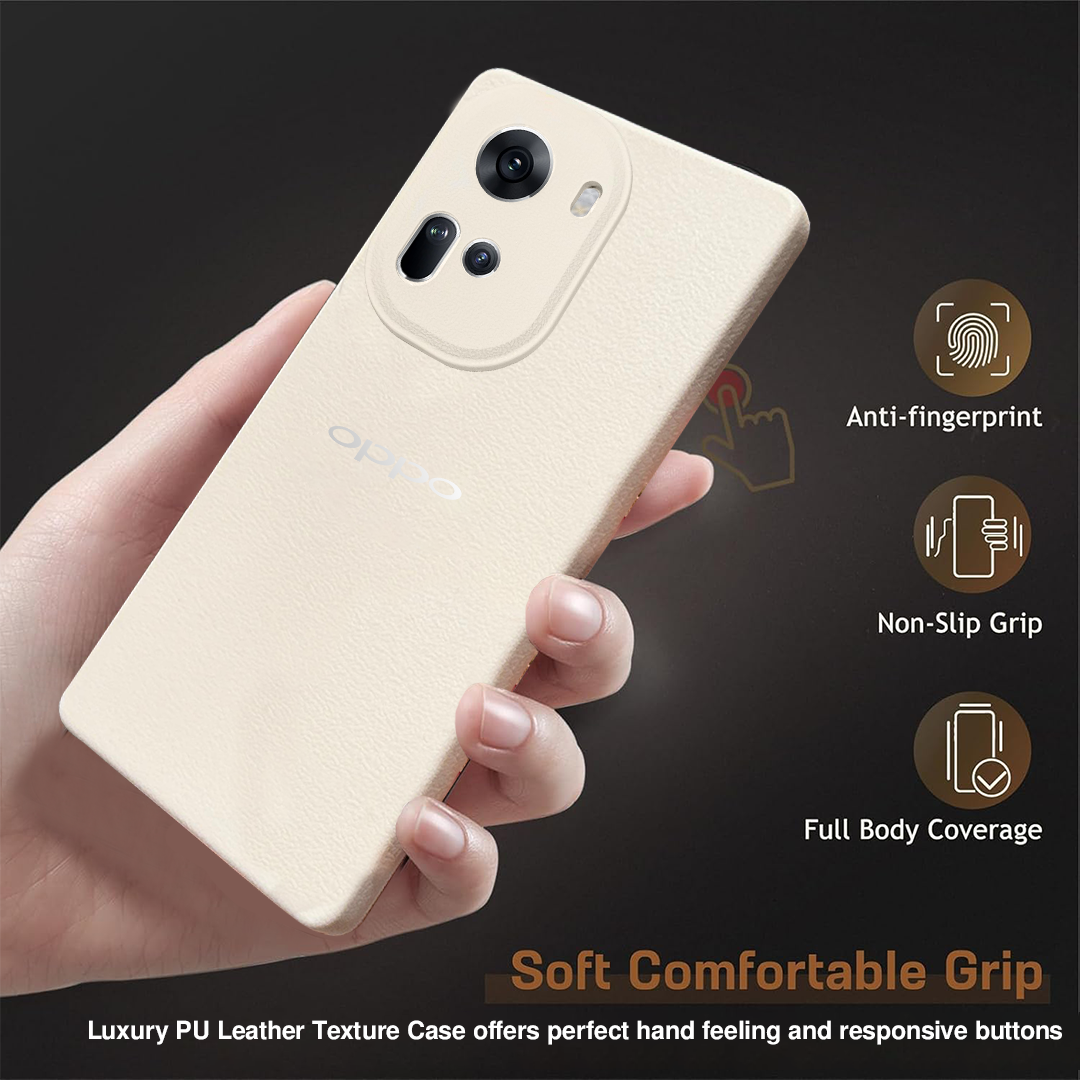 Oppo Reno 11 5G Solid Color Leather Texture Matte Phone Back Case