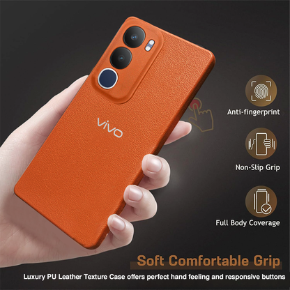 Vivo Y29 5G Solid Color Leather Texture Matte Phone Back Case