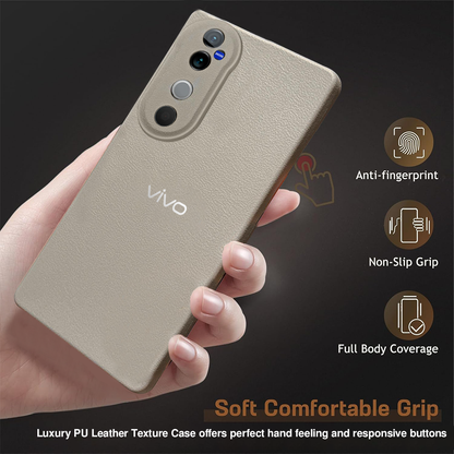 VIVO V40 5G Solid Color Leather Texture Matte Phone Back Case