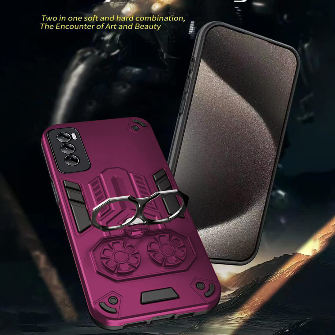 Oppo Reno 12 5G Armor knight Series Camera Protection 2 in 1 Shockproof Phone Cover with Kickstand