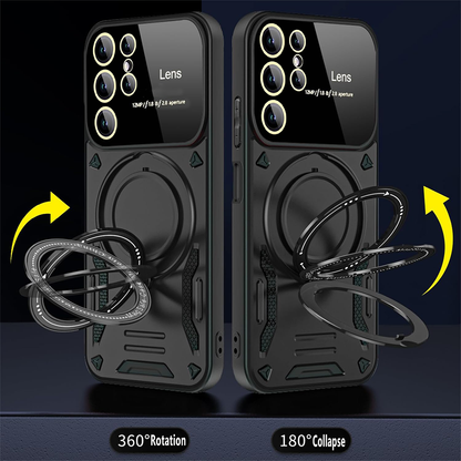 SAMSUNG GALAXY S24 Ultra 5G Heavy Duty Rugged Shockproof Camera Lens Protector Phone Cover with Kickstand