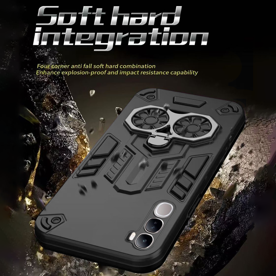 Vivo Y300 5G Armor knight Series Camera Protection 2 in 1 Shockproof Phone Cover with Kickstand