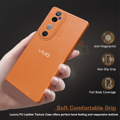 VIVO V40 5G Solid Color Leather Texture Matte Phone Back Case