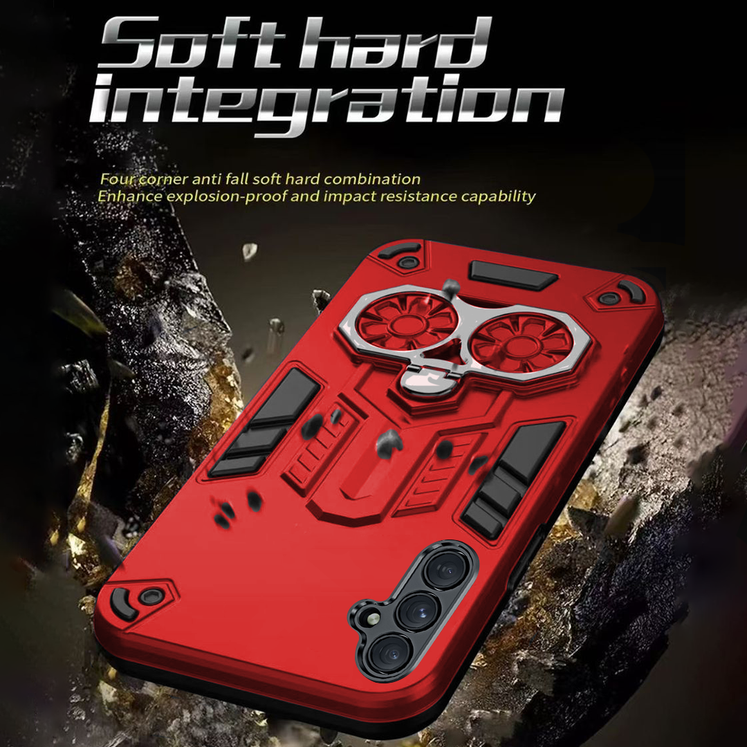 Samsung S23Fe 5G Armor knight Series Camera Protection 2 in 1 Shockproof Phone Cover with Kickstand