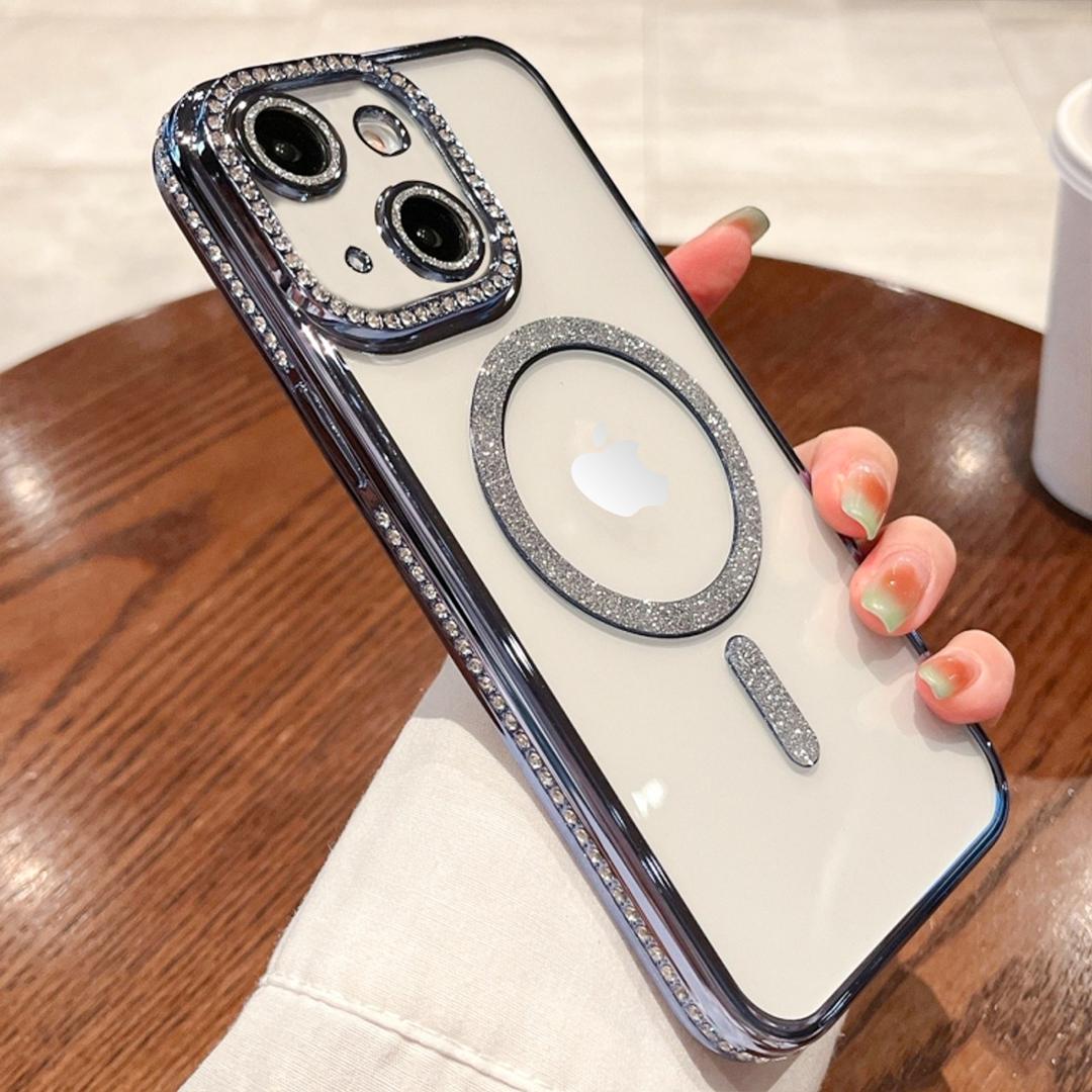 IPHONE 15 PLUS 5G Diamond Gradient Plated MagSafe TPU With Camera Lens Protection Phone Case
