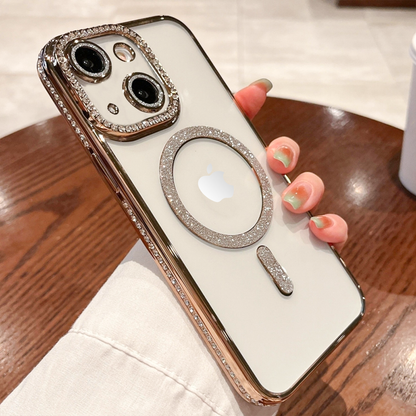 IPHONE 15 5G Diamond Gradient Plated MagSafe TPU With Camera Lens Protection Phone Case