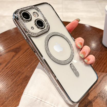IPHONE 14 PLUS 5G Diamond Gradient Plated MagSafe TPU With Camera Lens Protection Phone Case