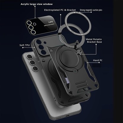 SAMSUNG GALAXY S24 Ultra 5G Heavy Duty Rugged Shockproof Camera Lens Protector Phone Cover with Kickstand