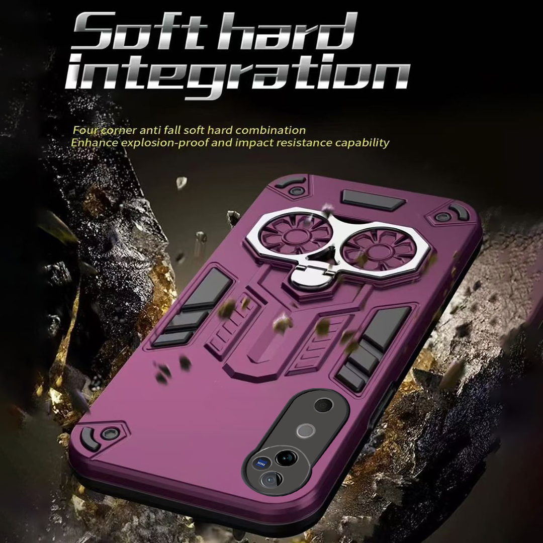 Vivo V40 5G Armor knight Series Camera Protection 2 in 1 Shockproof Phone Cover with Kickstand