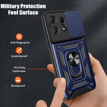 MOTOROLA EDGE 50 PRO 5G Armor Military-grade Case With Sliding Camera Cover & 360 Kickstand