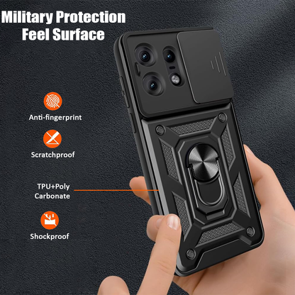 MOTOROLA EDGE 50 NEO 5G Armor Military-grade Case With Sliding Camera Cover & 360 Kickstand