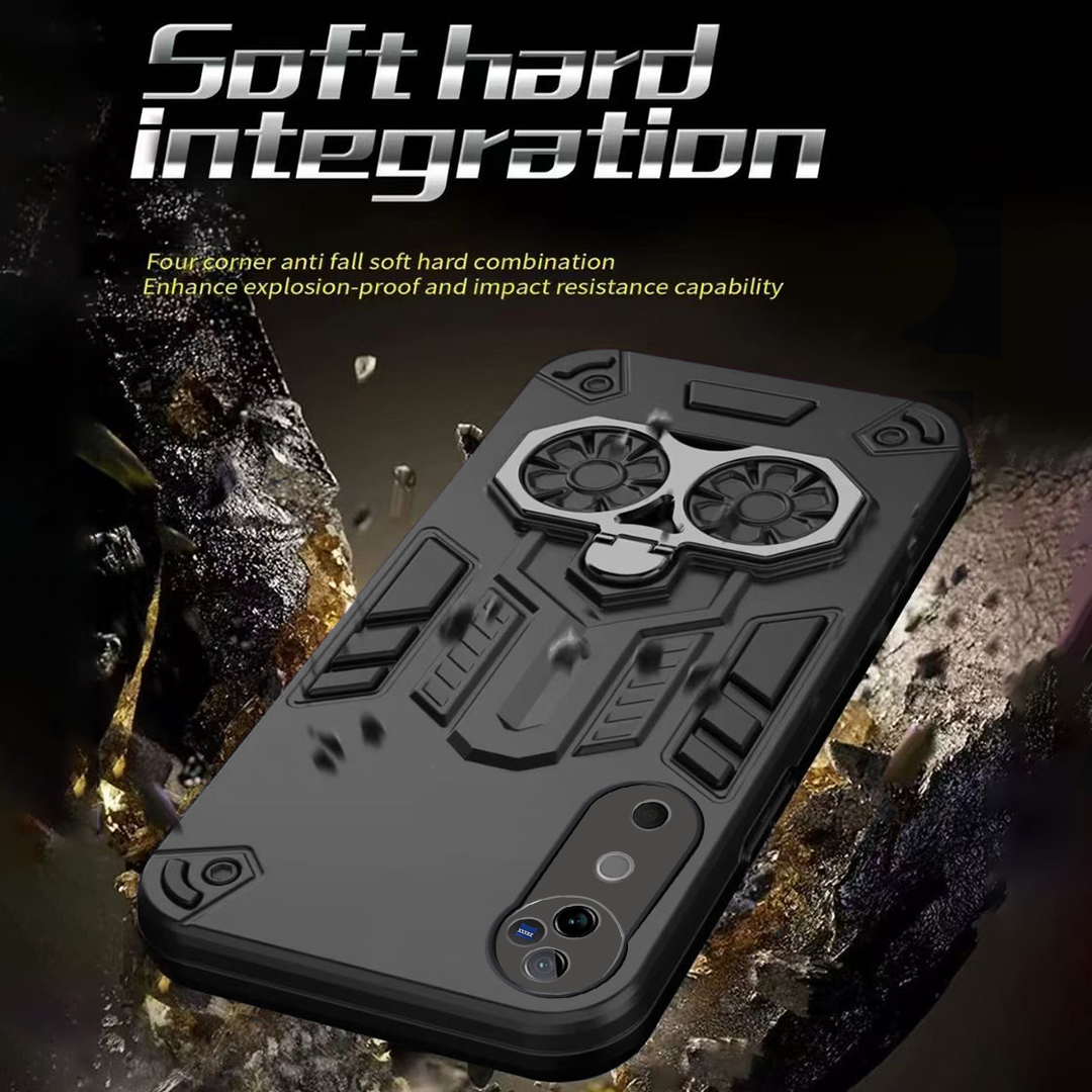 Vivo V40 5G Armor knight Series Camera Protection 2 in 1 Shockproof Phone Cover with Kickstand - Hover Image