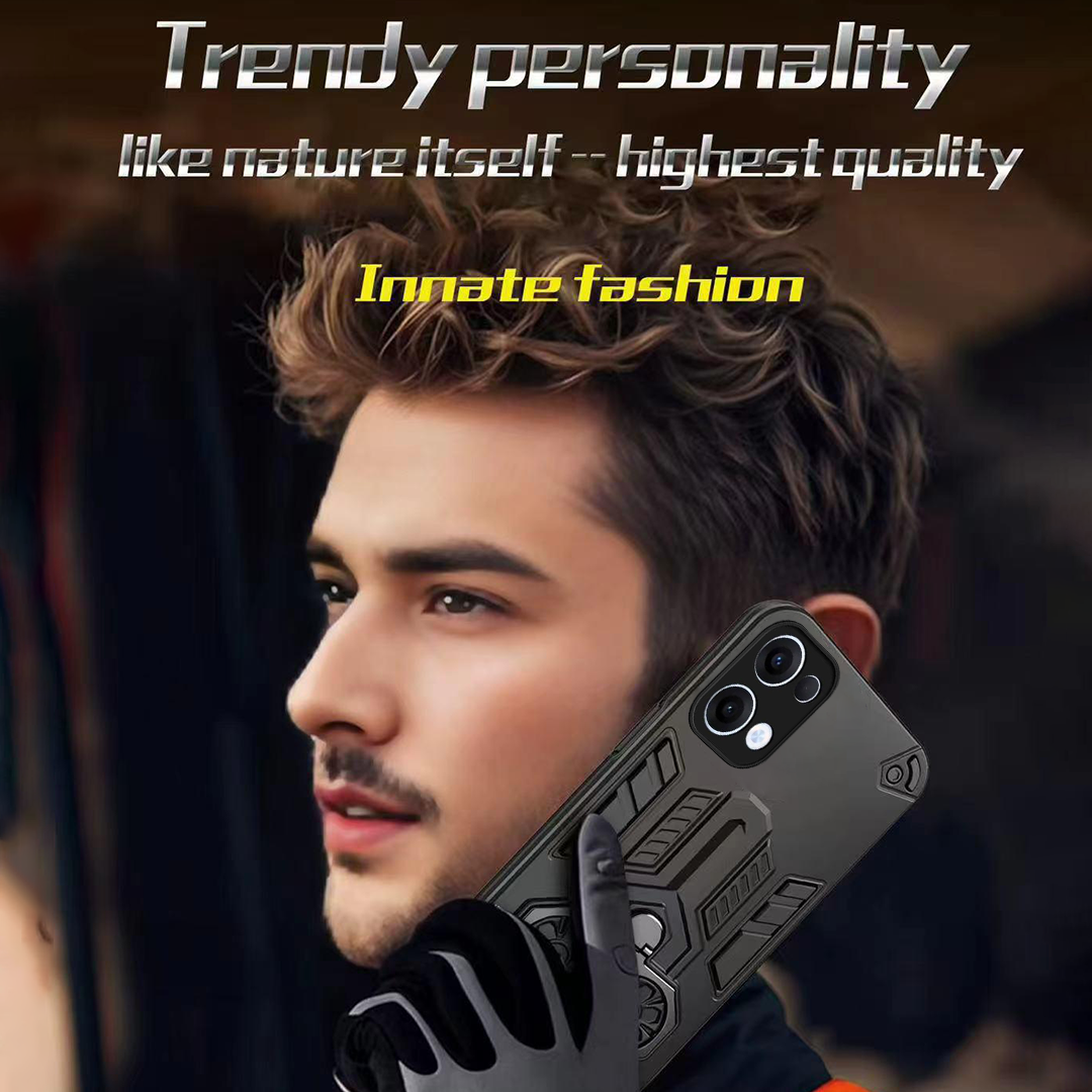 Oppo Reno 13 5G Armor knight Series Camera Protection 2 in 1 Shockproof Phone Cover with Kickstand