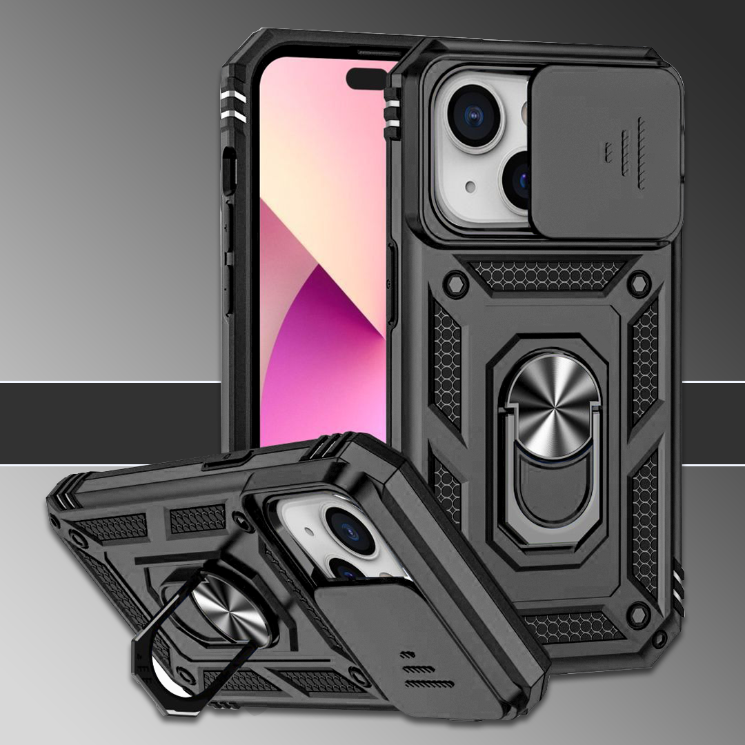 IPhone 15 5G Armor Military-grade Case With Sliding Camera Cover & 360 Kickstand