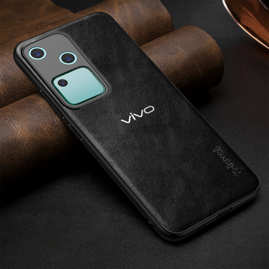 VIVO V30 5G Business Style PU LEATHER PROTECTIVE BACK CASE WITH CAMERA PROTECTION