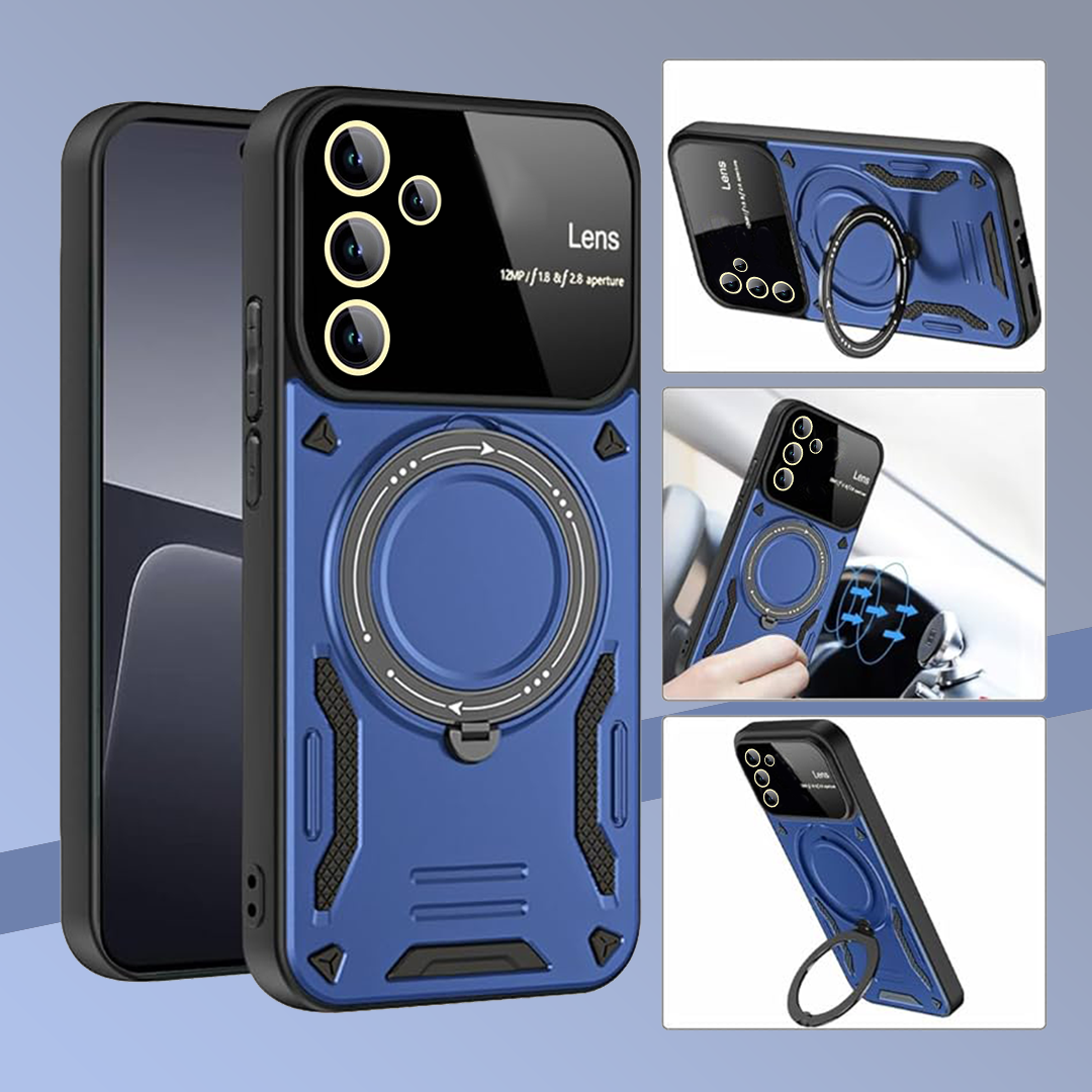 SAMSUNG GALAXY S25 5G Heavy Duty Rugged Shockproof Camera Lens Protector Phone Cover with Kickstand