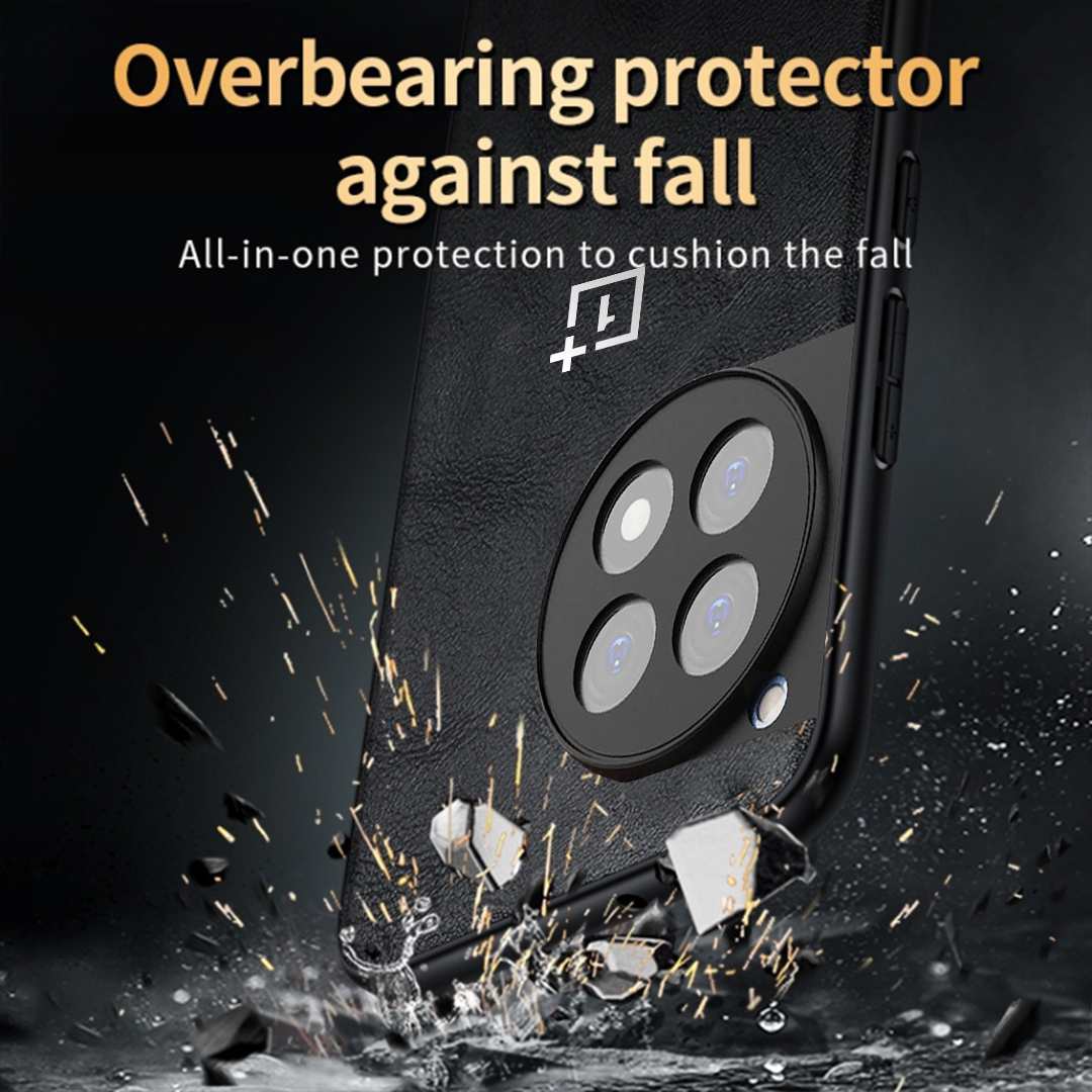 ONEPLUS 12R 5G Business Style PU LEATHER PROTECTIVE BACK CASE WITH CAMERA PROTECTION
