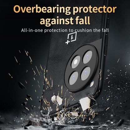 ONEPLUS 12R 5G Business Style PU LEATHER PROTECTIVE BACK CASE WITH CAMERA PROTECTION