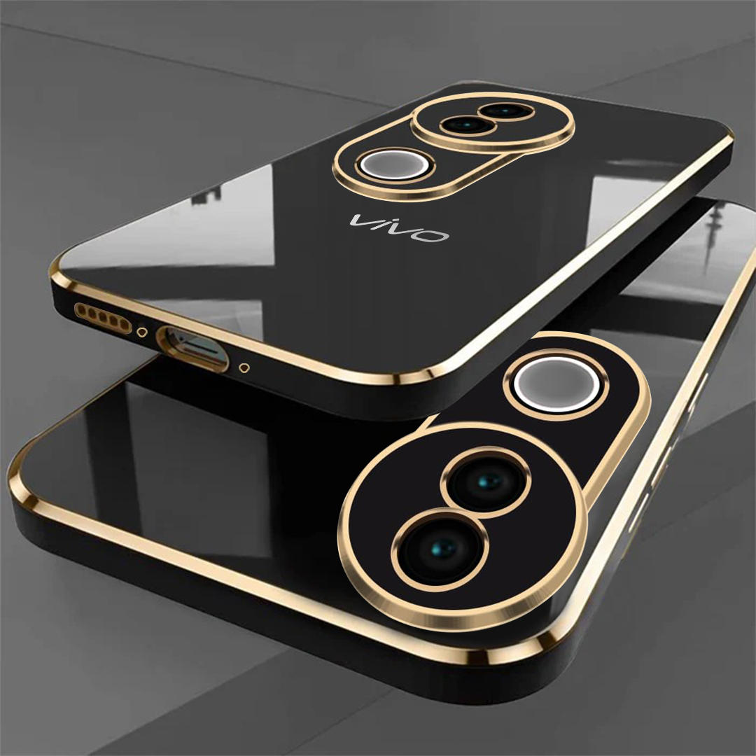 VIVO V50 5G ULTRA-SHINE GOLD ELECTROPLATED LUXURIOUS  BACK CASE WITH CAMERA PROTECTION