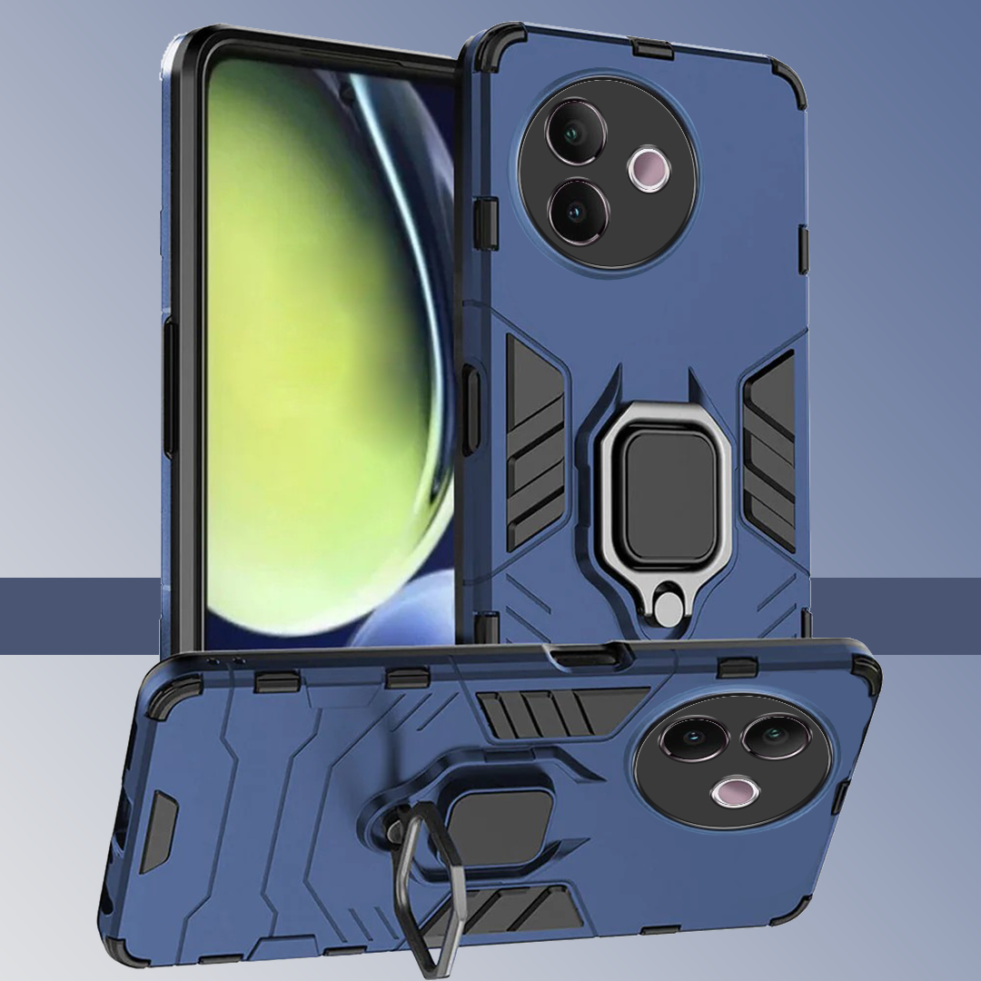 VIVO Y39 5G Black Panther Metal Bracket Shockproof Protective Back Case