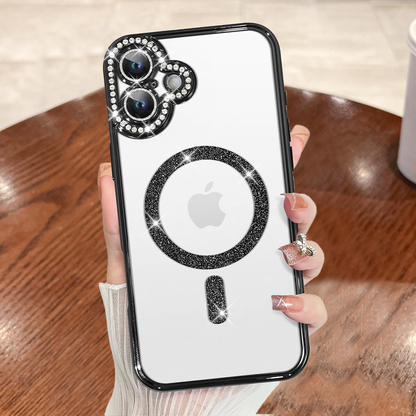 IPHONE (13/14/15/16) 5G Diamond Gradient Plated MagSafe TPU With Camera Lens Protection Phone Case