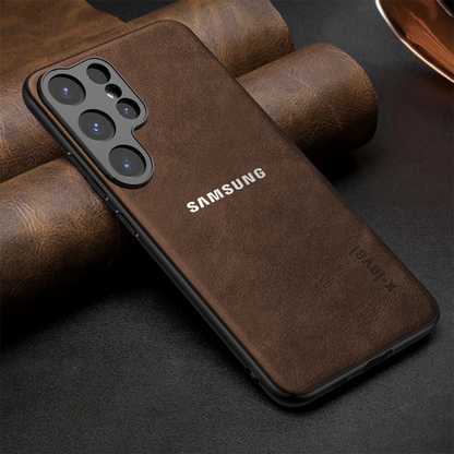 Samsung Galaxy S25 ULTRA 5G BUSINESS STYLE PU LEATHER PROTECTIVE BACK CASE WITH CAMERA PROTECTION