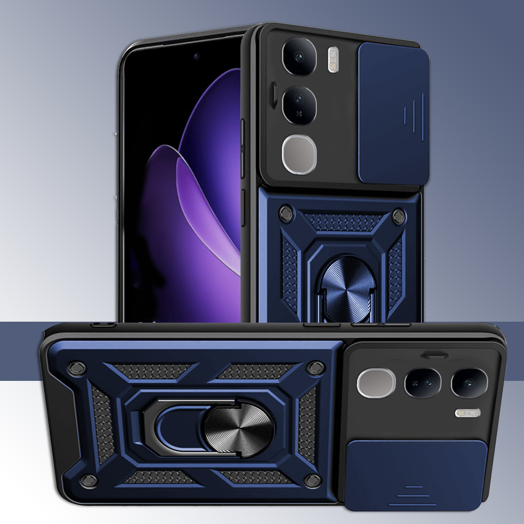 VIVO Y29 5G Armor Case with Slide Camera Cover[Military Grade 16ft. Drop Tested] Magnetic Ring Kickstand Protective Phone Case