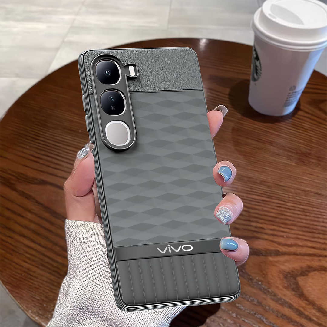 VIVO Y300 5G 3D Hexa Cube Design Drop Protection | Camera Protection TPU Back Case