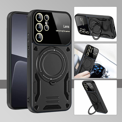 SAMSUNG GALAXY S23 Ultra 5G Heavy Duty Rugged Shockproof Camera Lens Protector Phone Cover with Kickstand