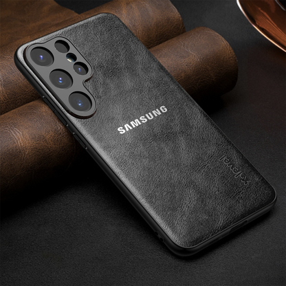 Samsung Galaxy S23 ULTRA 5G BUSINESS STYLE PU LEATHER PROTECTIVE BACK CASE WITH CAMERA PROTECTION