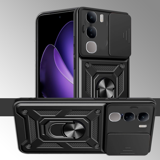 VIVO Y29 5G Armor Case with Slide Camera Cover[Military Grade 16ft. Drop Tested] Magnetic Ring Kickstand Protective Phone Case