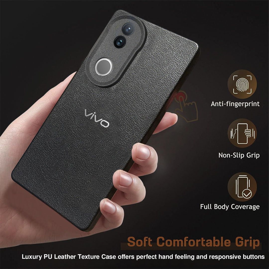 VIVO V50/V50E 5G Solid Color Leather Texture Matte Phone Back Case