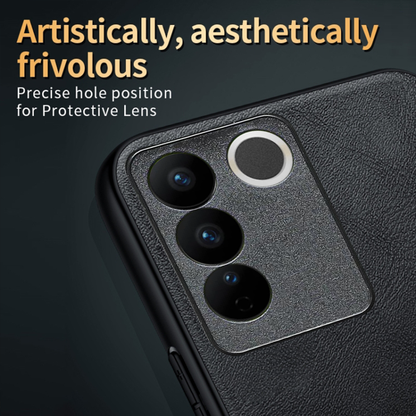 VIVO Y200E 5G Business Style PU LEATHER PROTECTIVE BACK CASE WITH CAMERA PROTECTION