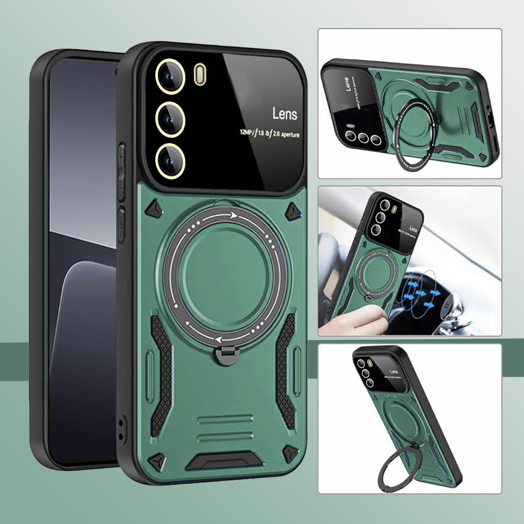 Oppo Reno 12 5G Heavy Duty Rugged Shockproof Camera Lens Protector Phone Cover with Kickstand