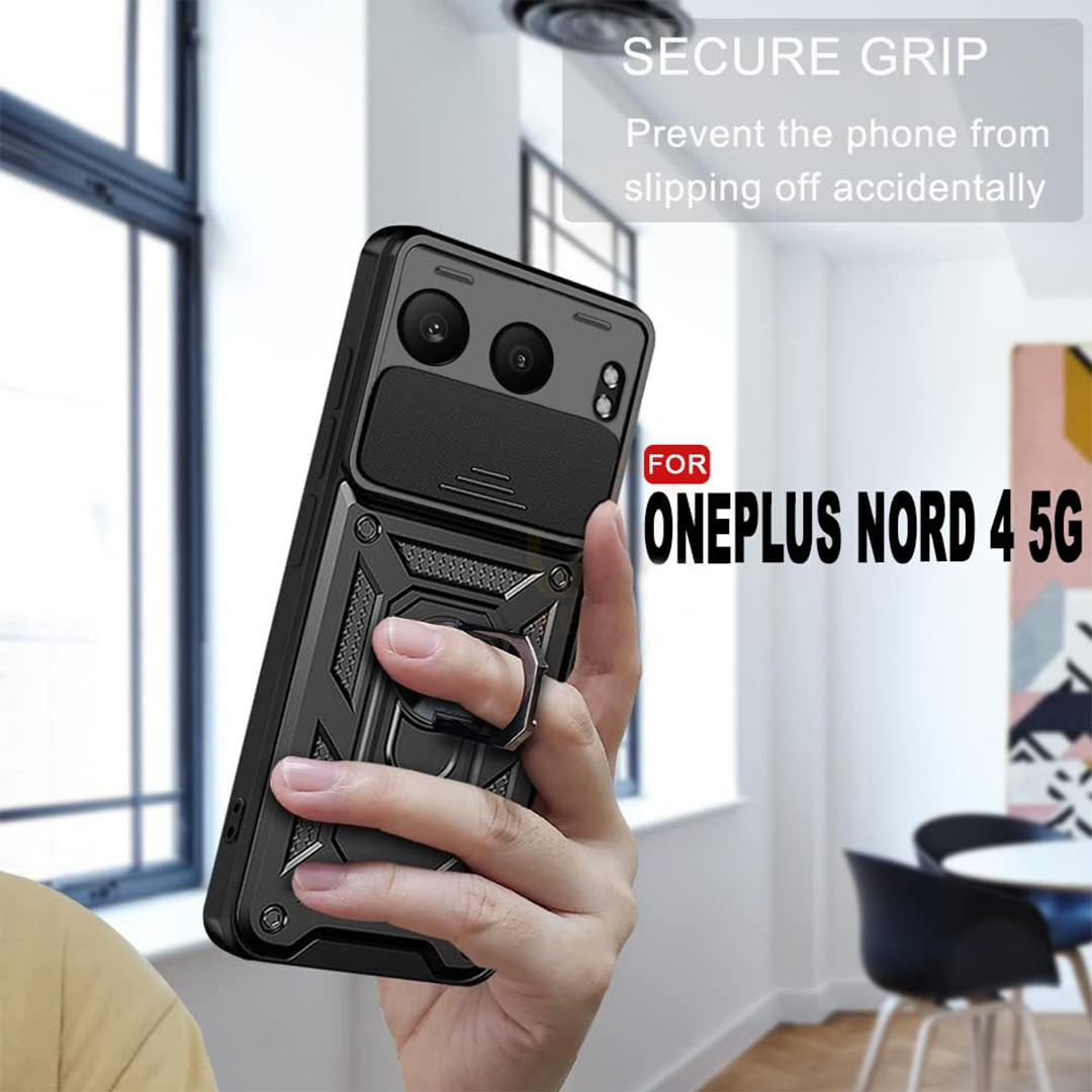 NORD 4/NORD CE4 LITE 5G Armor Military-grade Case With Sliding Camera Cover & 360 Kickstand