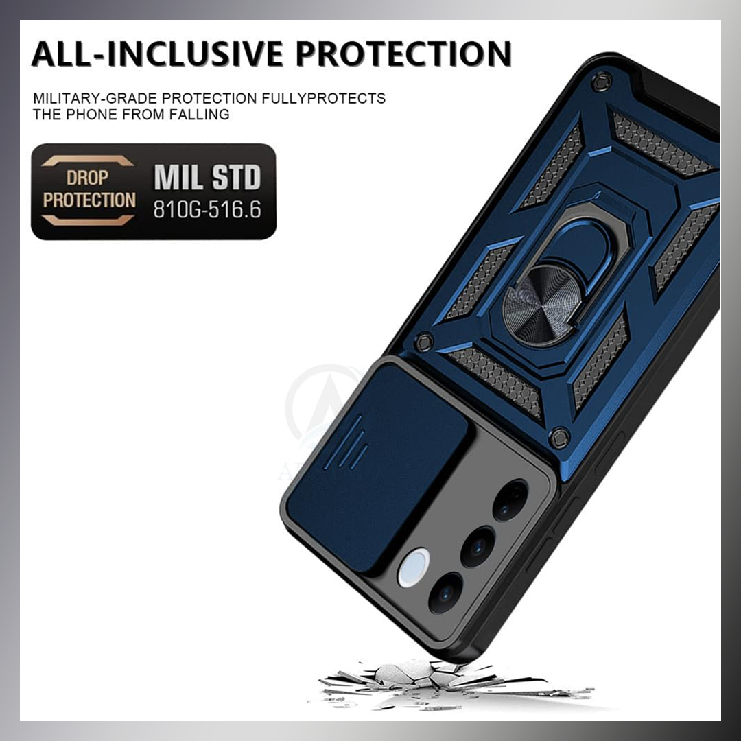 VIVO V27 5G Armor Military-grade Case With Sliding Camera Cover & 360 Kickstand