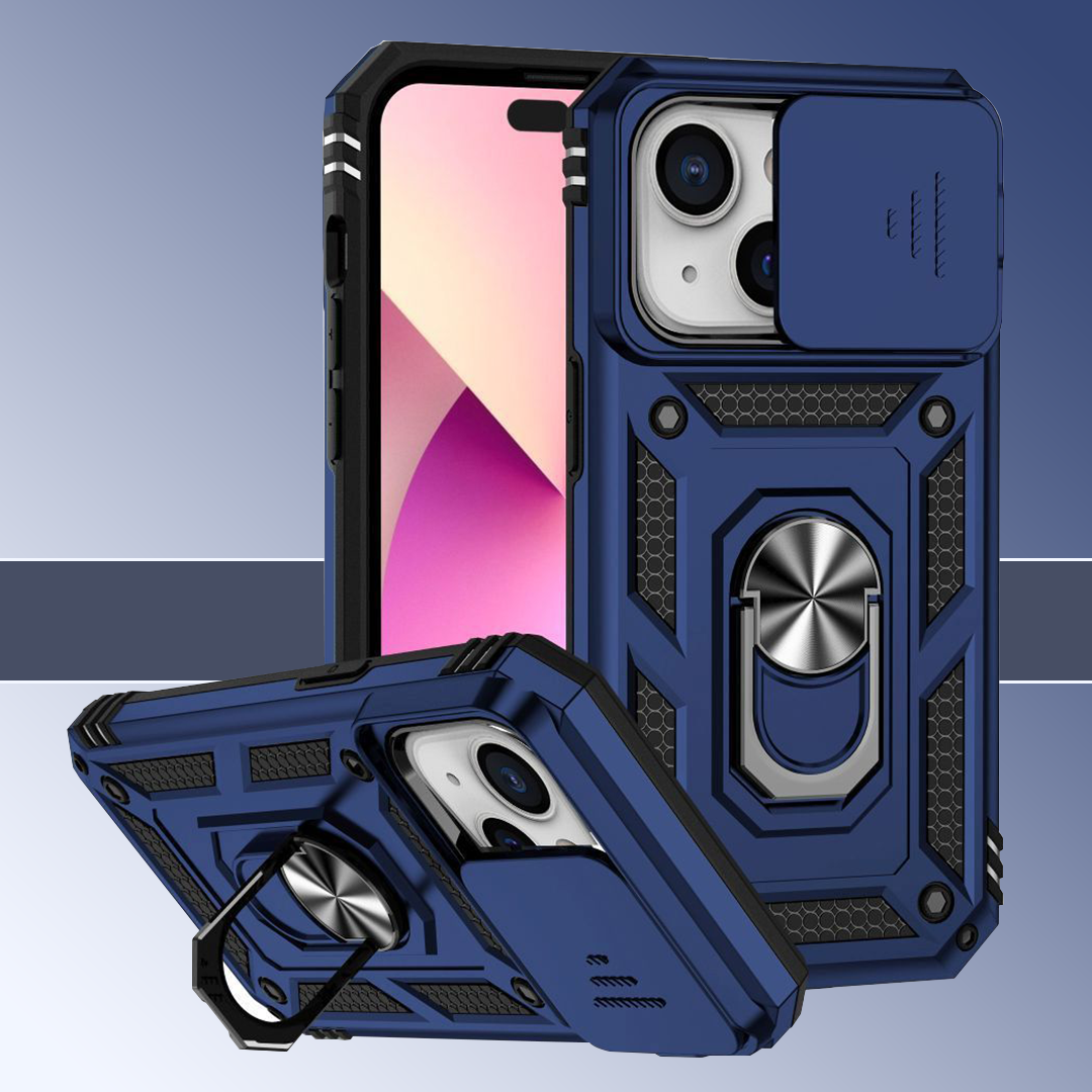 IPhone 15 5G Armor Military-grade Case With Sliding Camera Cover & 360 Kickstand