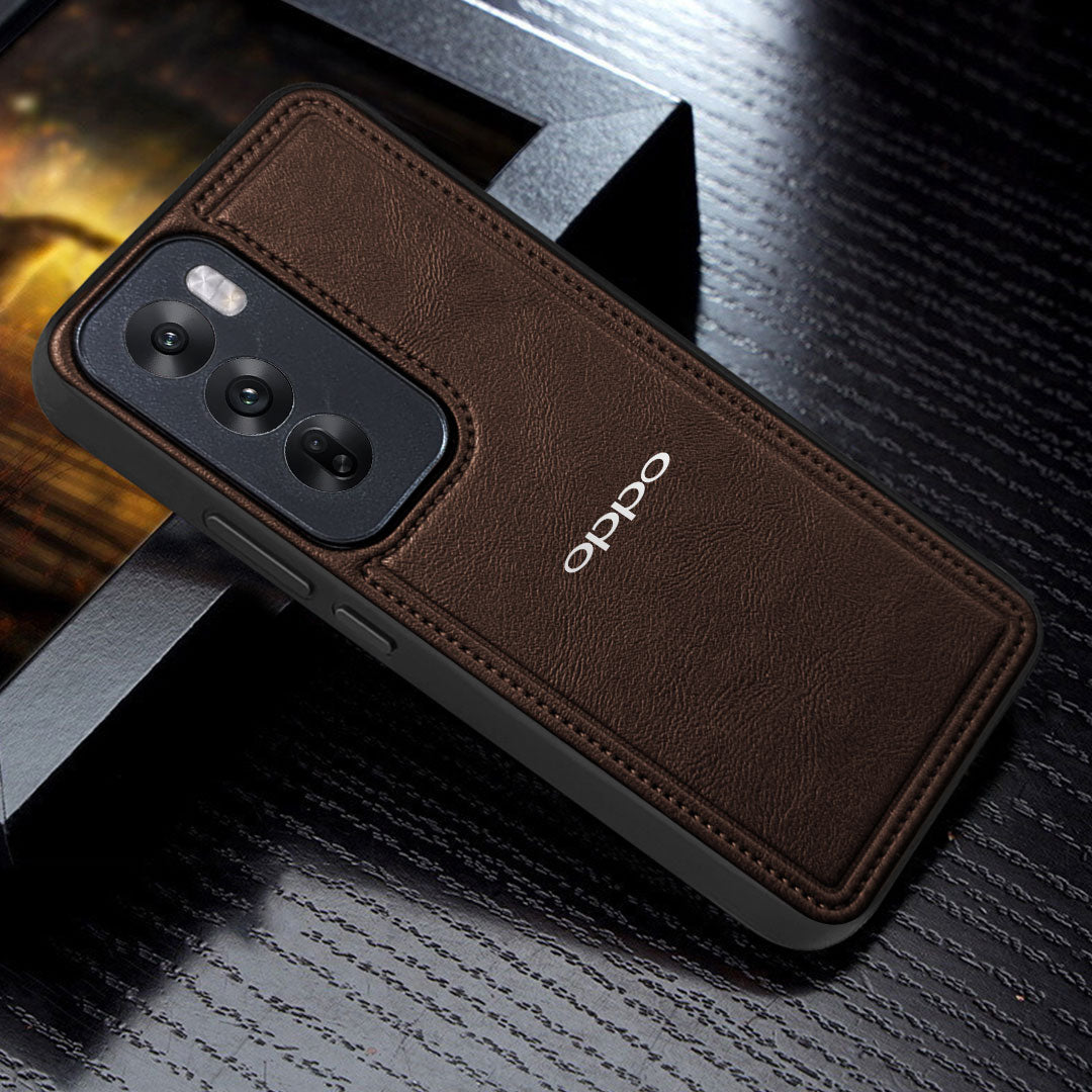 OPPO RENO 12 5G Vintage Leather Stitched Protective Back Case