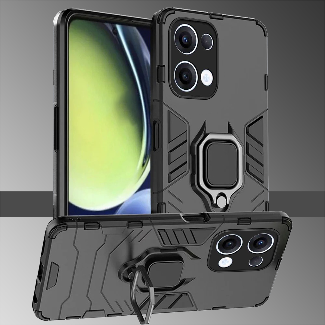 OPPO RENO 13 5G Black Panther Metal Bracket Shockproof Protective Back Case