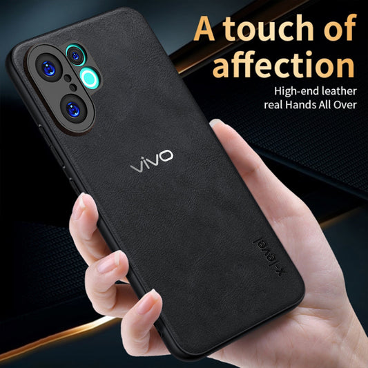 VIVO X200 FE 5G Business Style PU LEATHER PROTECTIVE BACK CASE WITH CAMERA PROTECTION