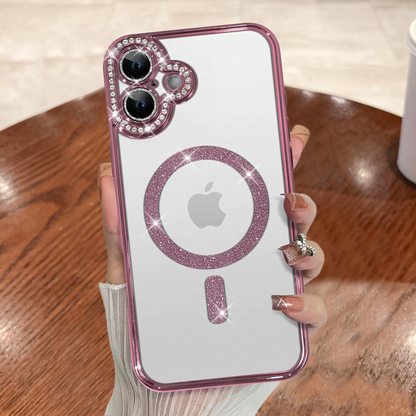 IPHONE (13/14/15/16) 5G Diamond Gradient Plated MagSafe TPU With Camera Lens Protection Phone Case