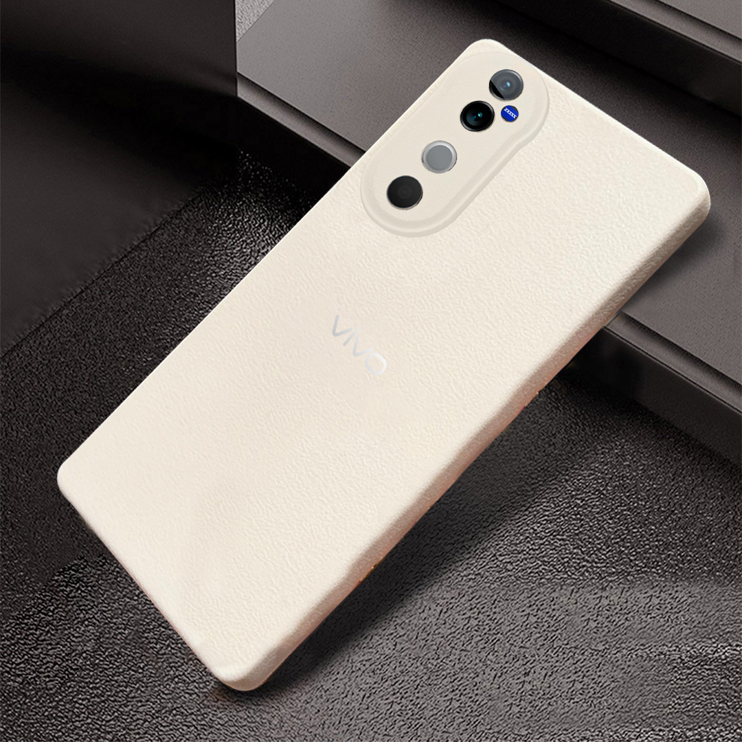 VIVO V40 5G Solid Color Leather Texture Matte Phone Back Case