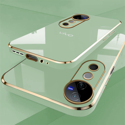 VIVO V40 5G ULTRA-SHINE GOLD ELECTROPLATED LUXURIOUS  BACK CASE WITH CAMERA PROTECTION