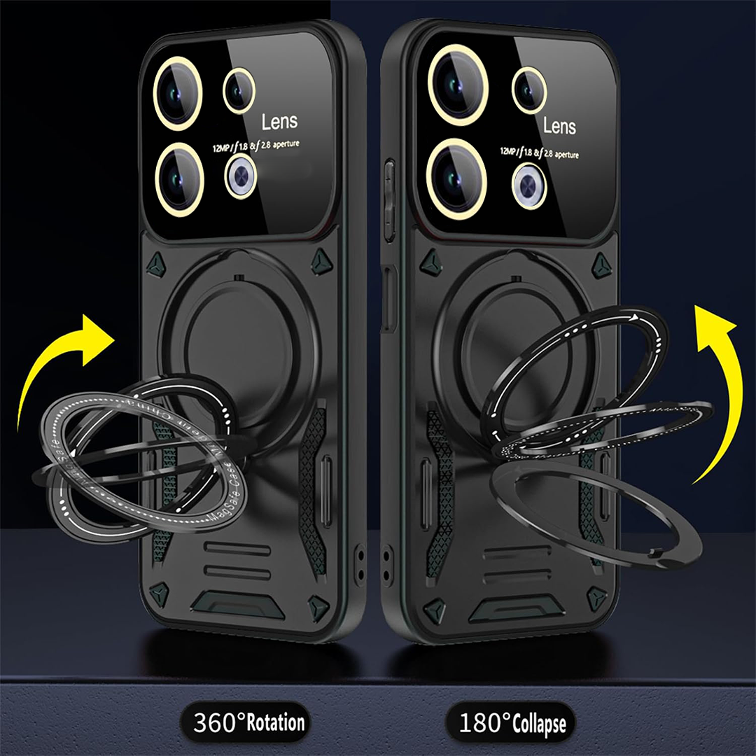 Oppo Reno 13 5G Heavy Duty Rugged Shockproof Camera Lens Protector Phone Cover with Kickstand