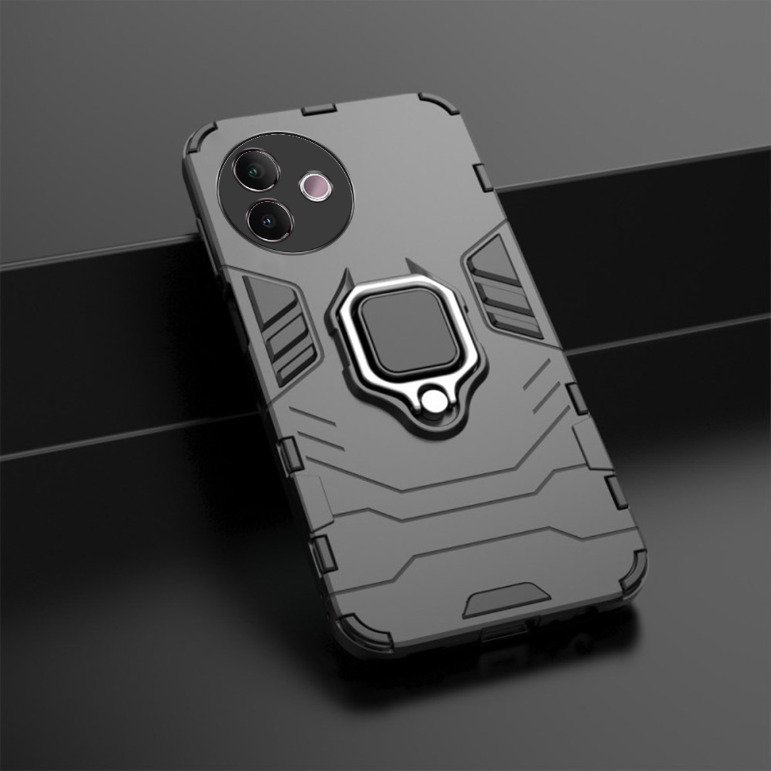 VIVO Y39 5G Black Panther Metal Bracket Shockproof Protective Back Case