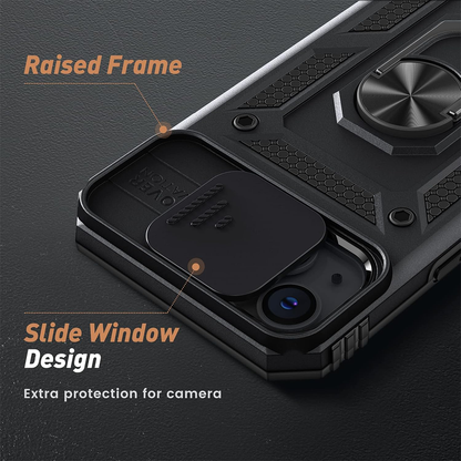 IPhone 15 5G Armor Military-grade Case With Sliding Camera Cover & 360 Kickstand