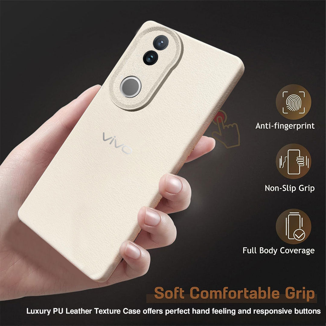 VIVO V50/V50E 5G Solid Color Leather Texture Matte Phone Back Case