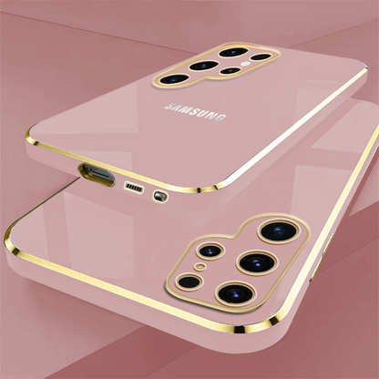 GALAXY S25 ULTRA 5G ULTRA-SHINE GOLD ELECTROPLATED LUXURIOUS  BACK CASE WITH CAMERA PROTECTION